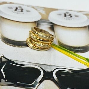 Kelis Beautiful Gold Zig Zag Cz 925 Sterling Band Ring